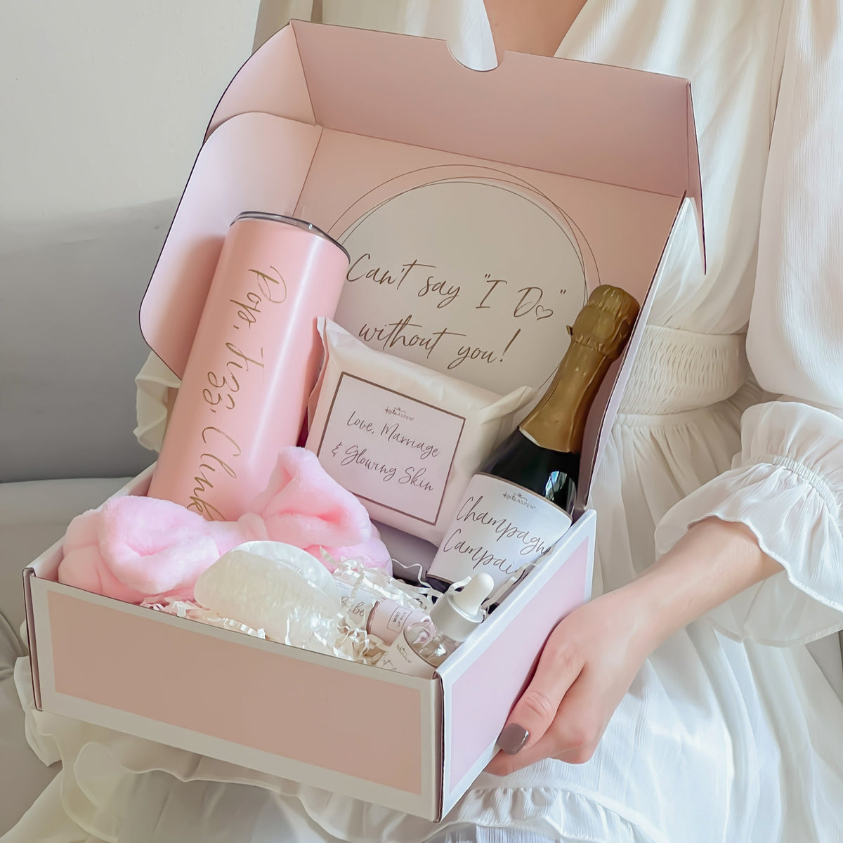 Build a Flower Girl Gift Box Set options include Sleep Mask, Necklace,  Bracelet, Compact, Lotion - Bridesmaid Gifts Boutique