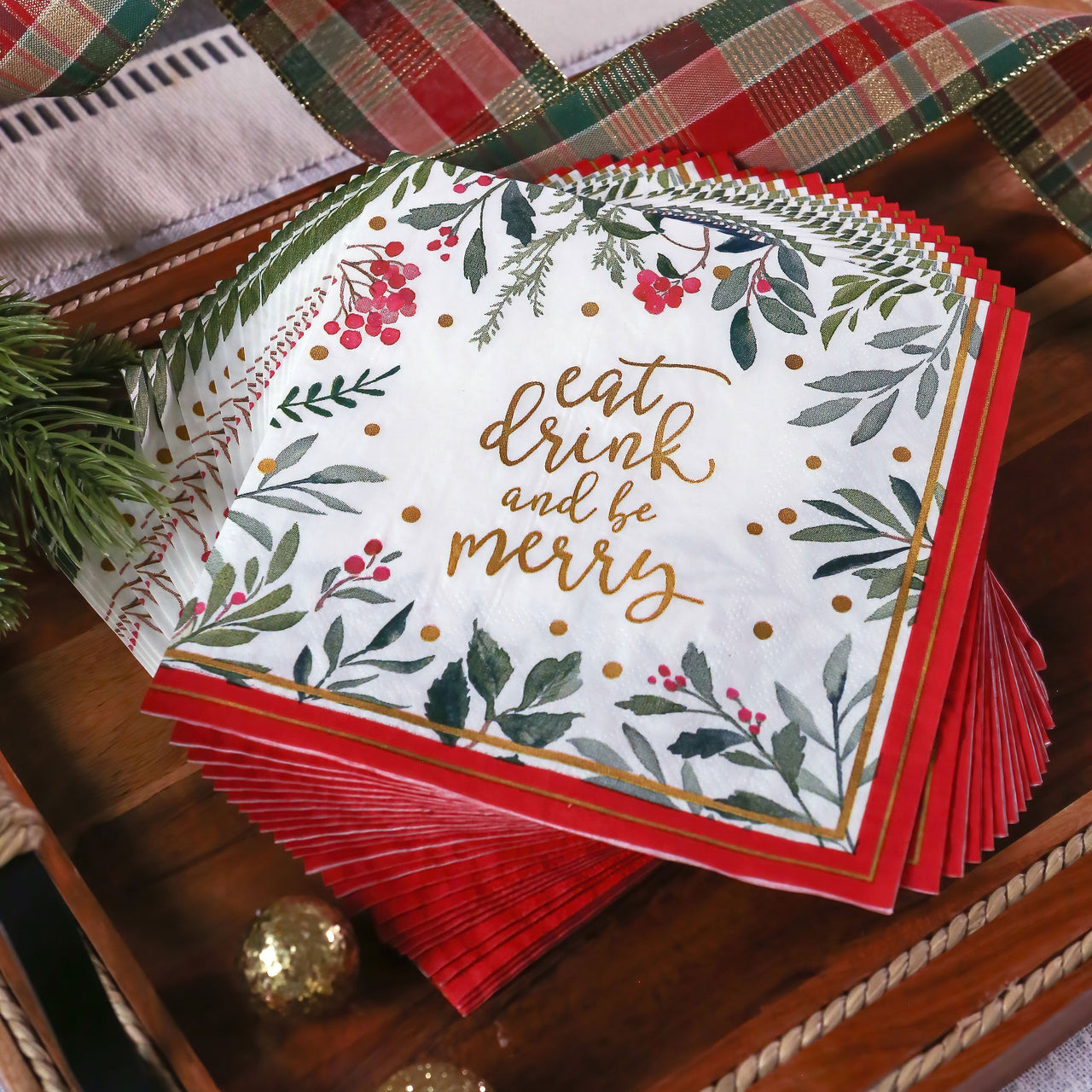 Christmas Tableware Set - 7” Plate (set of 16), 9” Plate (set of 16), and Napkin (set of 30) | Kate Aspen | Alternate Image 4