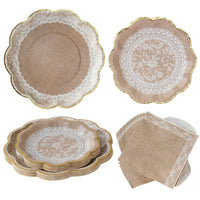 Thumbnail for Burlap and Lace 62 pcs Tableware Set - Main Image