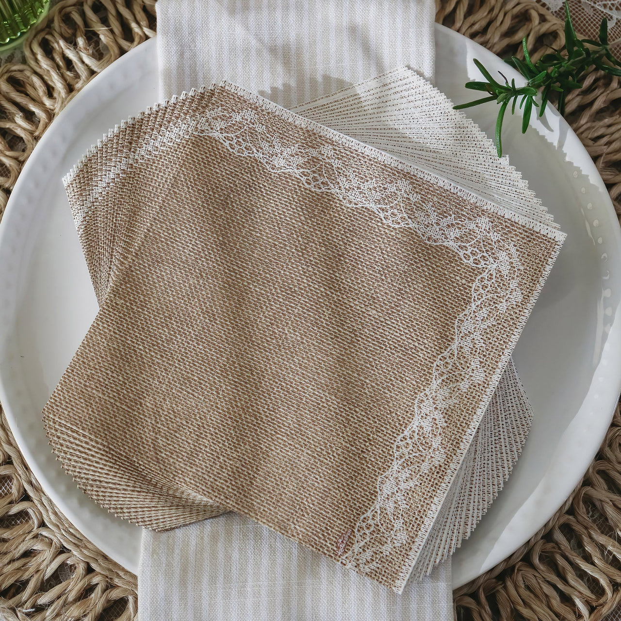 Burlap and Lace 62 pcs Tableware Set - Alternate Image 4