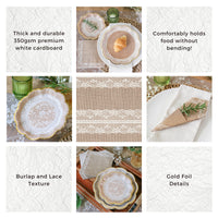 Thumbnail for Burlap and Lace 62 pcs Tableware Set - Alternate Image 5