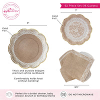 Thumbnail for Burlap and Lace 62 pcs Tableware Set - Alternate Image 6