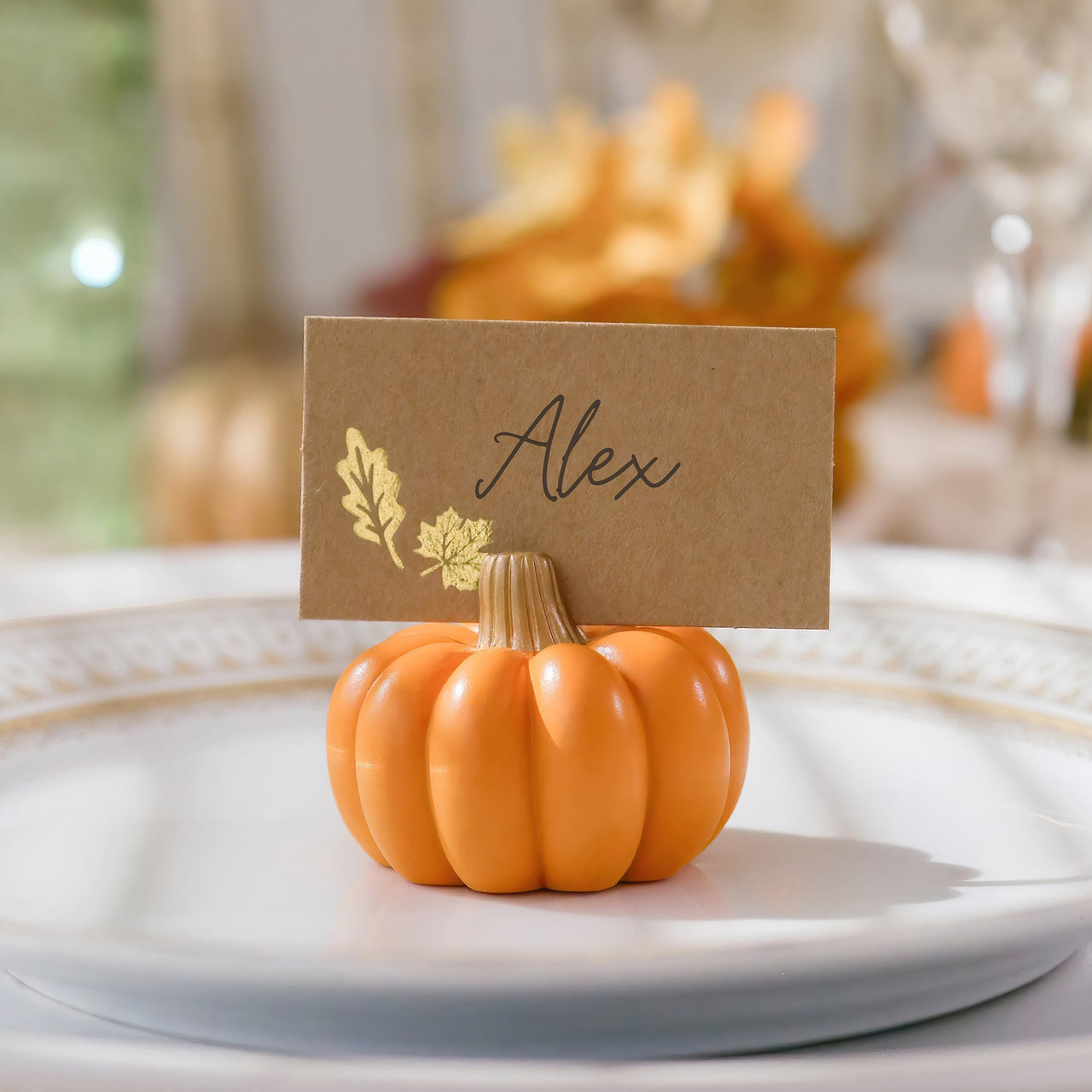 Orange Pumpkin Place Card Holder (Set of 6) | Kate Aspen | Alt Image 2