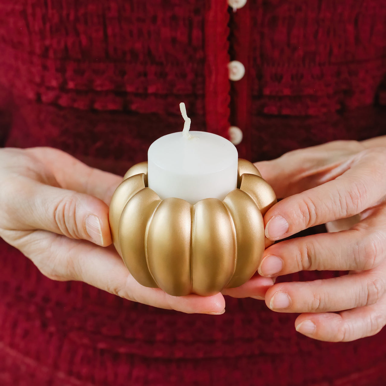 2-in-1 Pumpkin Tealight/Candlestick Holder (Set of 6) - Gold | Kate Aspen | Alt Image 4