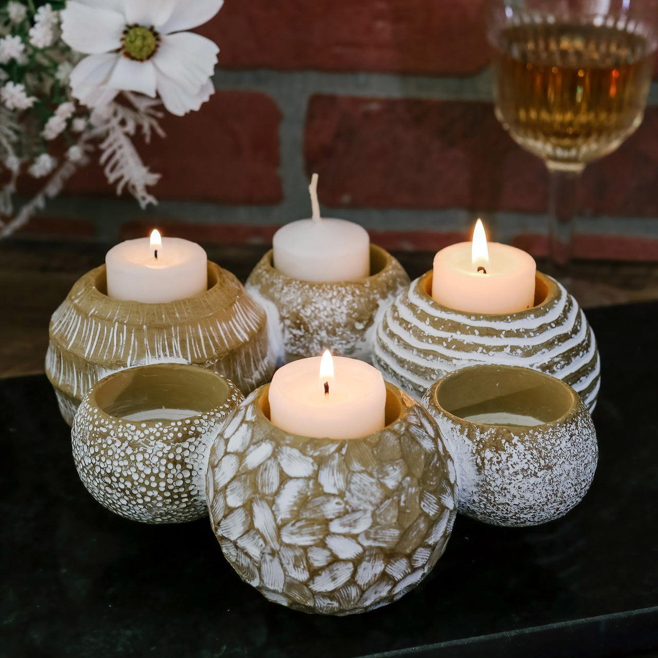 Candle Holder Centerpiece (2-in-1) 6 Gold Ball Set - Alternate Image 3