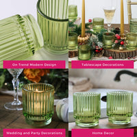 Thumbnail for Ribbed Green Glass Votive Candle Holder (Set of 6) | Kate Aspen | Alt Image 5