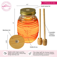 Thumbnail for Glass Bee Honey Jar and Dipper Set (2 Lids and Dippers) - Alternate Image 6