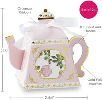 Thumbnail for Tea Time Whimsy Teapot Favor Box - Pink (Set of 24)