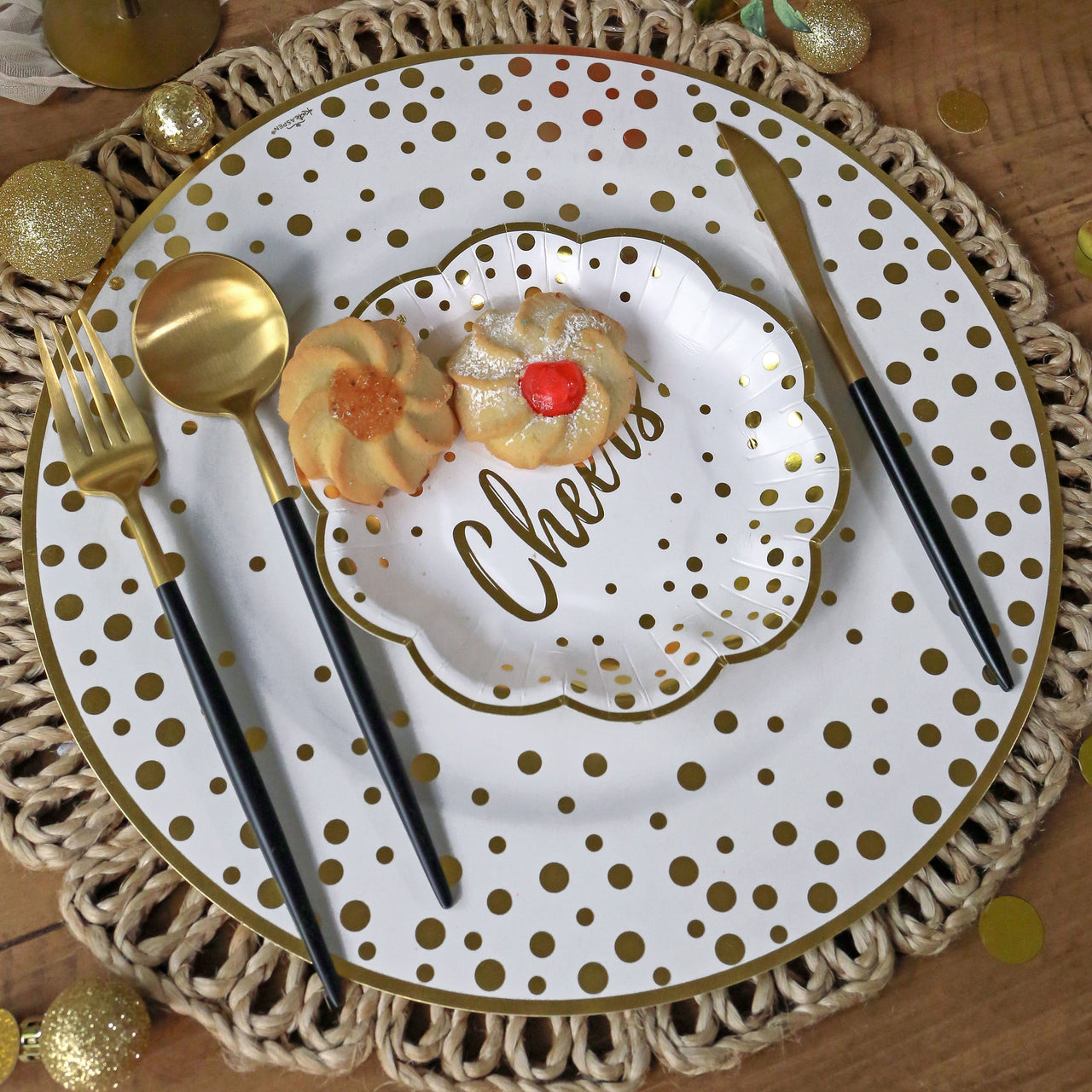 13” Classic Gold Foil Dot Placemat (set of 24) | Kate Aspen | Alternate Image 3