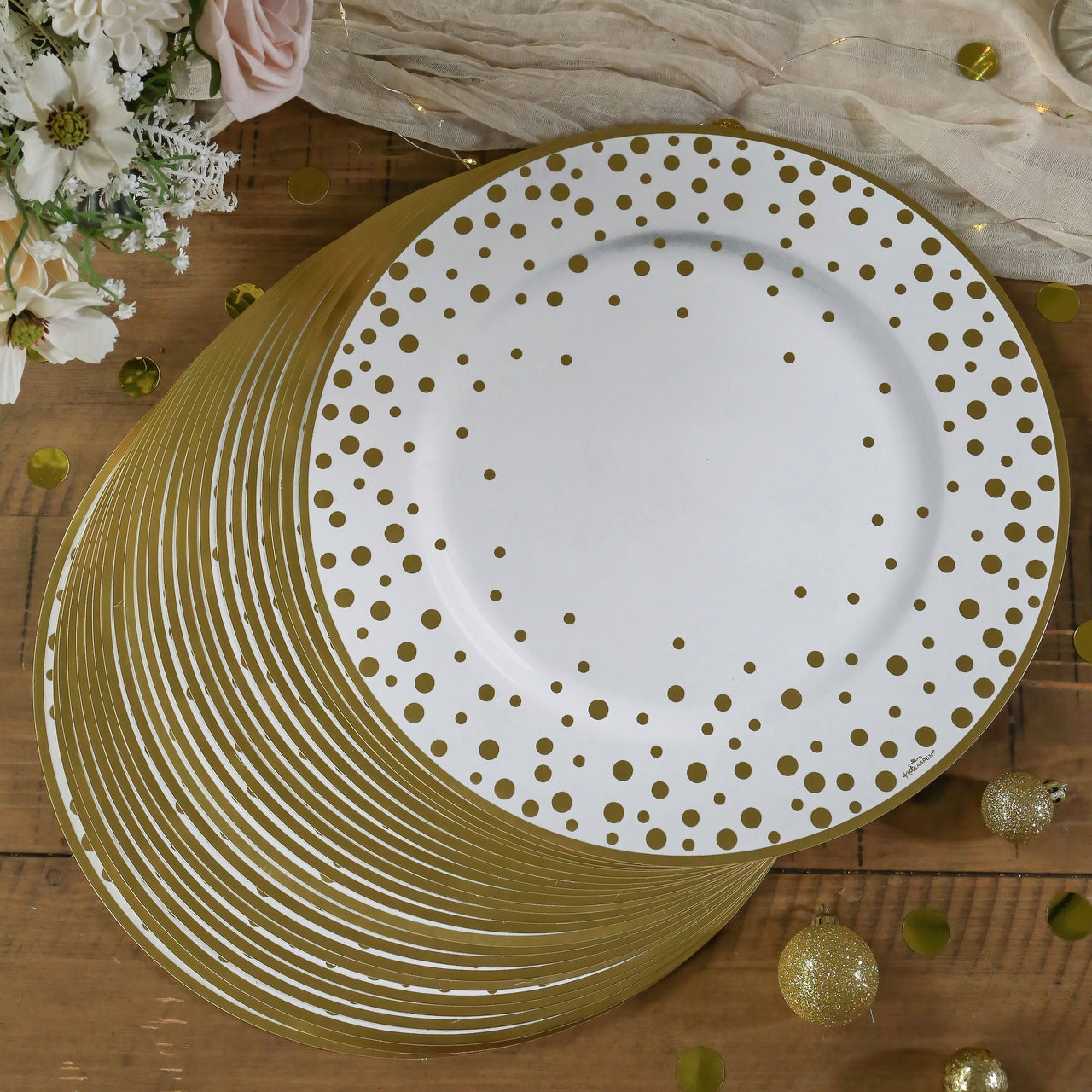 13” Classic Gold Foil Dot Placemat (set of 24) | Kate Aspen | Alternate Image 4