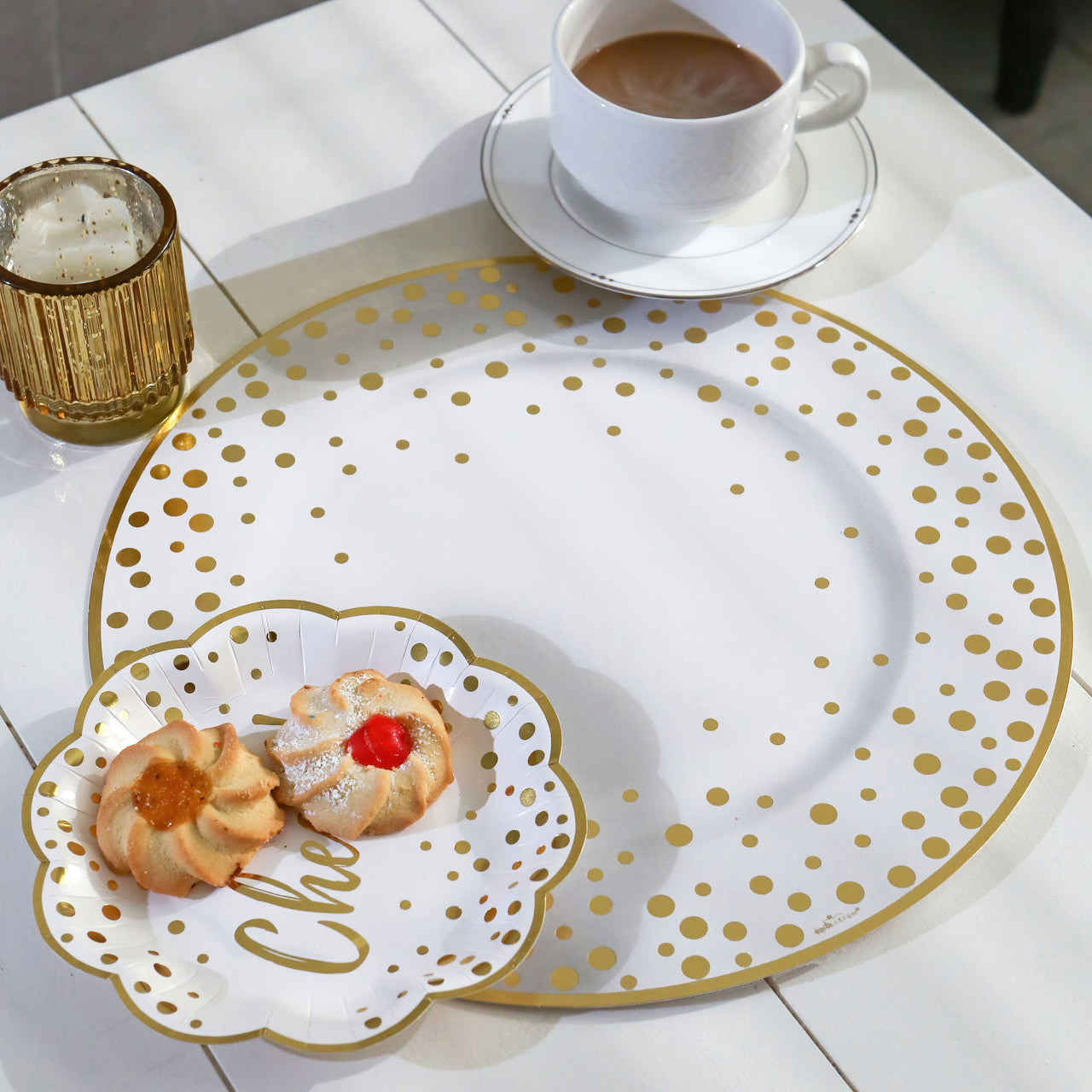 13” Classic Gold Foil Dot Placemat (set of 24) | Kate Aspen | Alternate Image 7