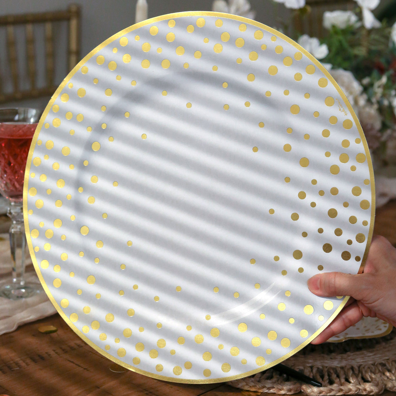 13” Classic Gold Foil Dot Placemat (set of 24) | Kate Aspen | Alternate Image 8