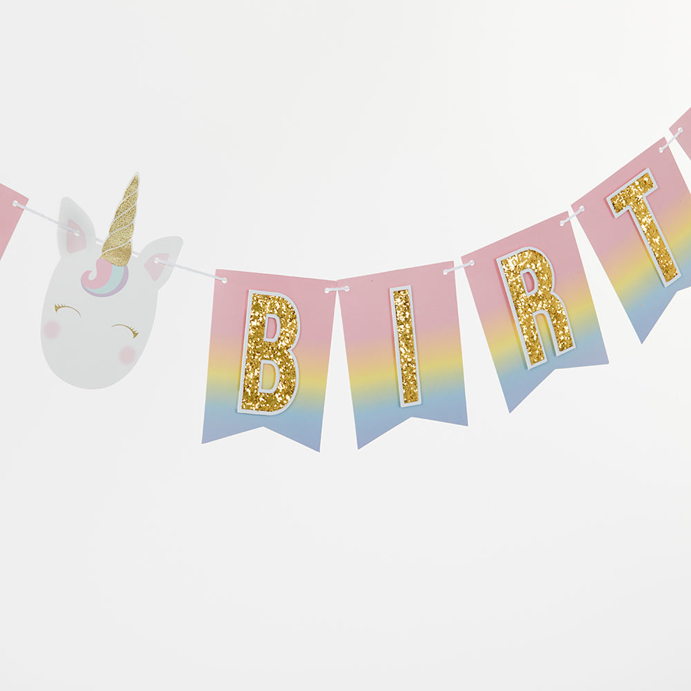 Gold Glitter Unicorn Birthday Party Favor Tags