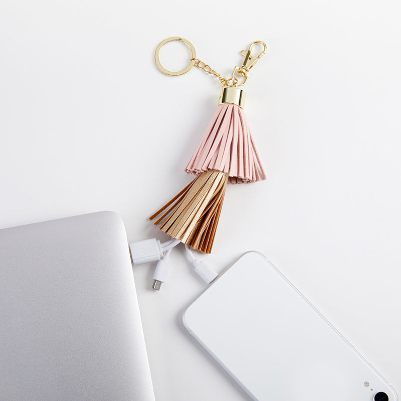 Leather Tassel keychain with USB cable + Leather Tech Wrap Up