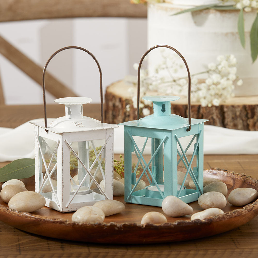 Luminous Blue Mini-Lantern Tea Light Holder