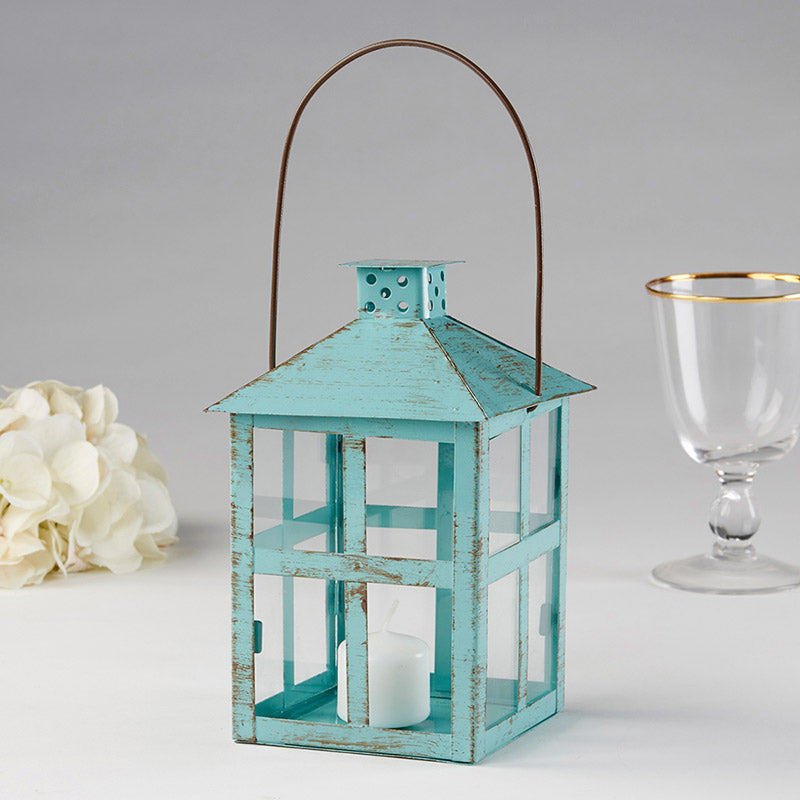 Kate Aspen Luminous Blue Mini-Lantern Tea Light Holder, (Set of 4) | 14006BL