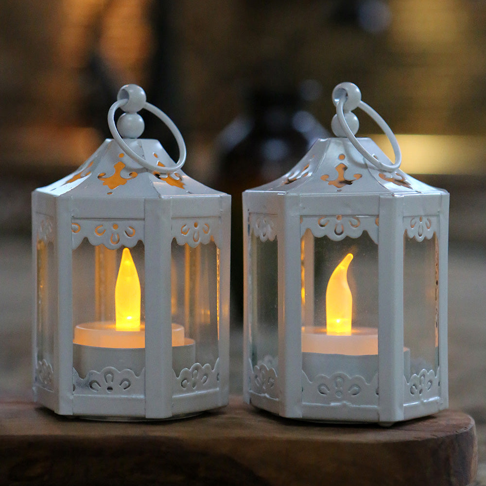 Mini lantern in metal with white light h 4 cm, for 8-10 nativity