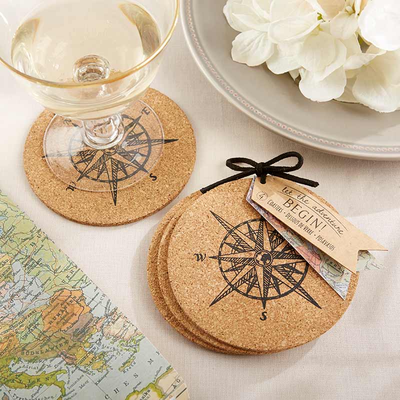 Kate Aspen 22042NA Let The Journey Begin Cork Coasters - 4 pack