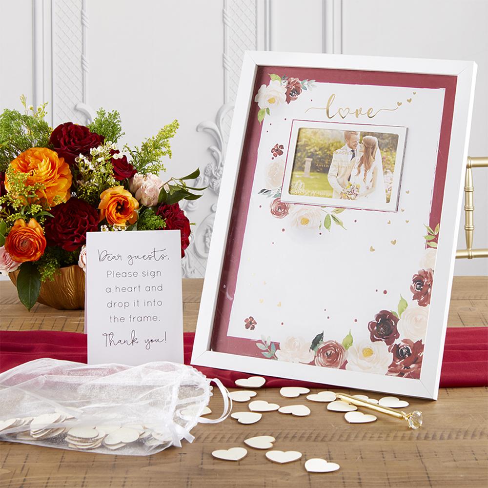 Wedding Guest Book Alternative - Burgundy Blush Floral