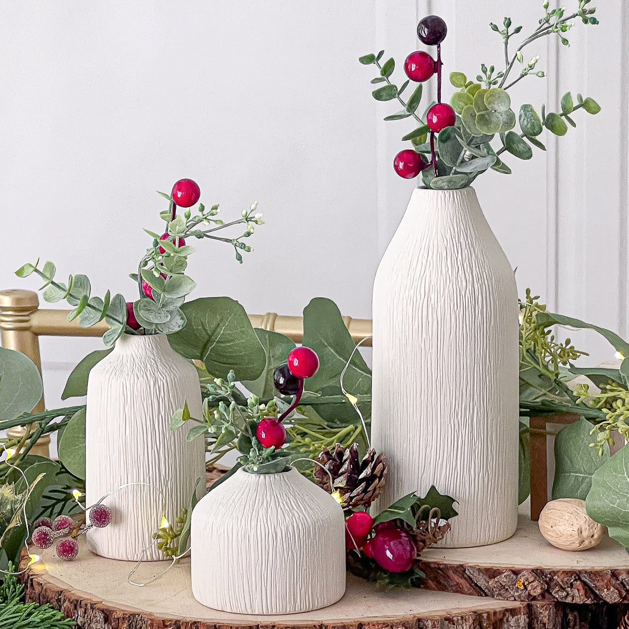 Boho Ceramic Bud Vase - White (Set of 3) – Kate Aspen