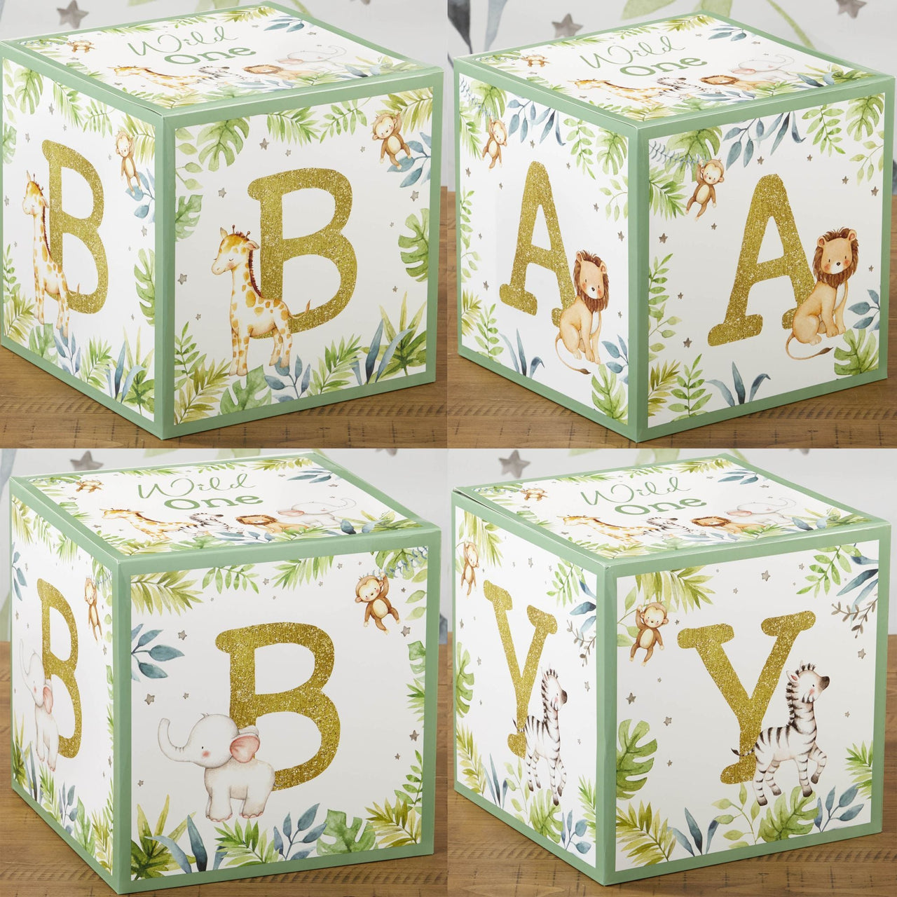 Elephant Baby Shower Block Box - Blue (Set of 4) – Kate Aspen
