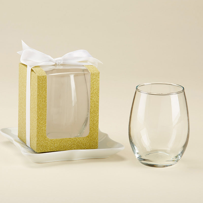 Custom Stemless Wine Glasses - Set of 4,Mindful Gifts Exclusively Curated  for Real Estate Professionals and their Clients