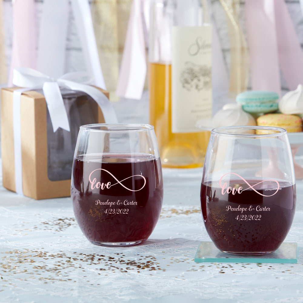 Personalized Stemless Wine Glass Wedding & Party Favors