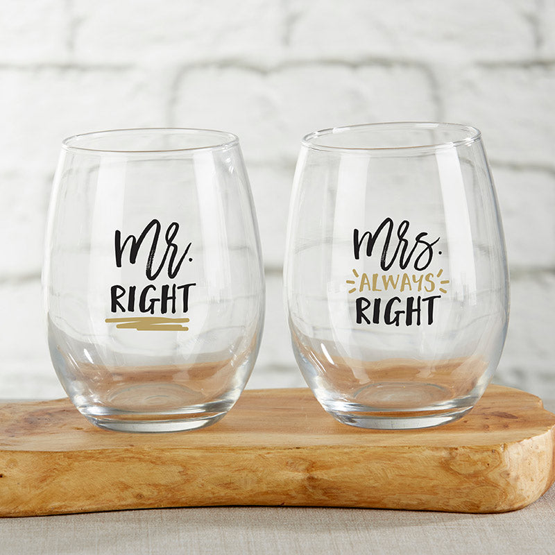 Mrs and Mrs Travel Wine Glasses