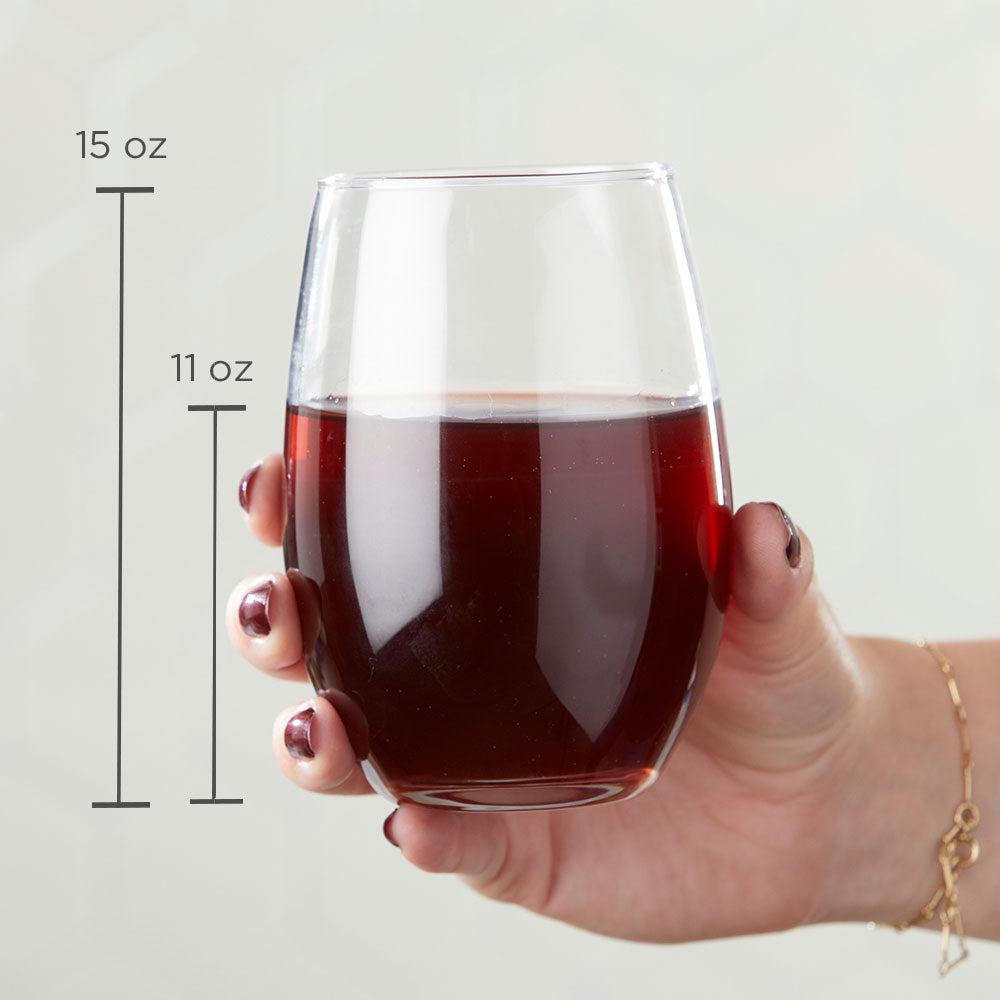 15 oz Stemless Wine Glasses | 12 Pack