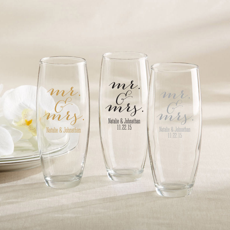 Personalized Stemless Champagne Glass Flute
