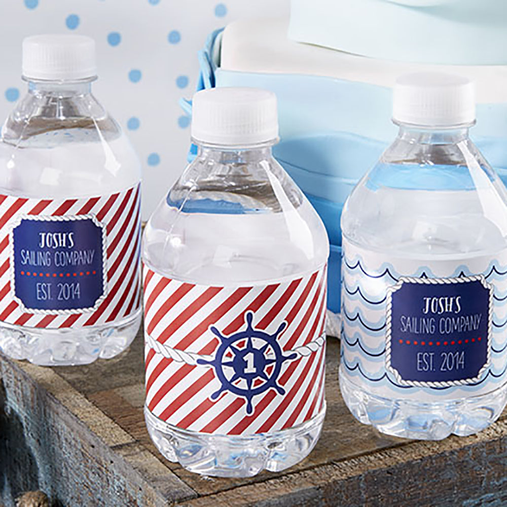 Nautical Baby Shower Personalized Water Bottle Labels