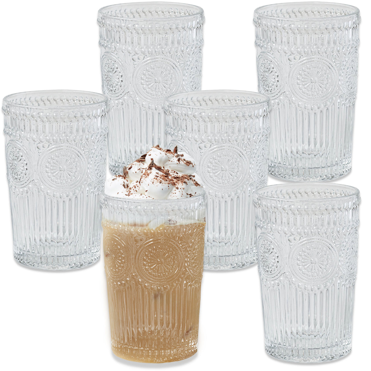 10 oz. Textured Beaded Clear Glass (Set of 6) by Kate Aspen
