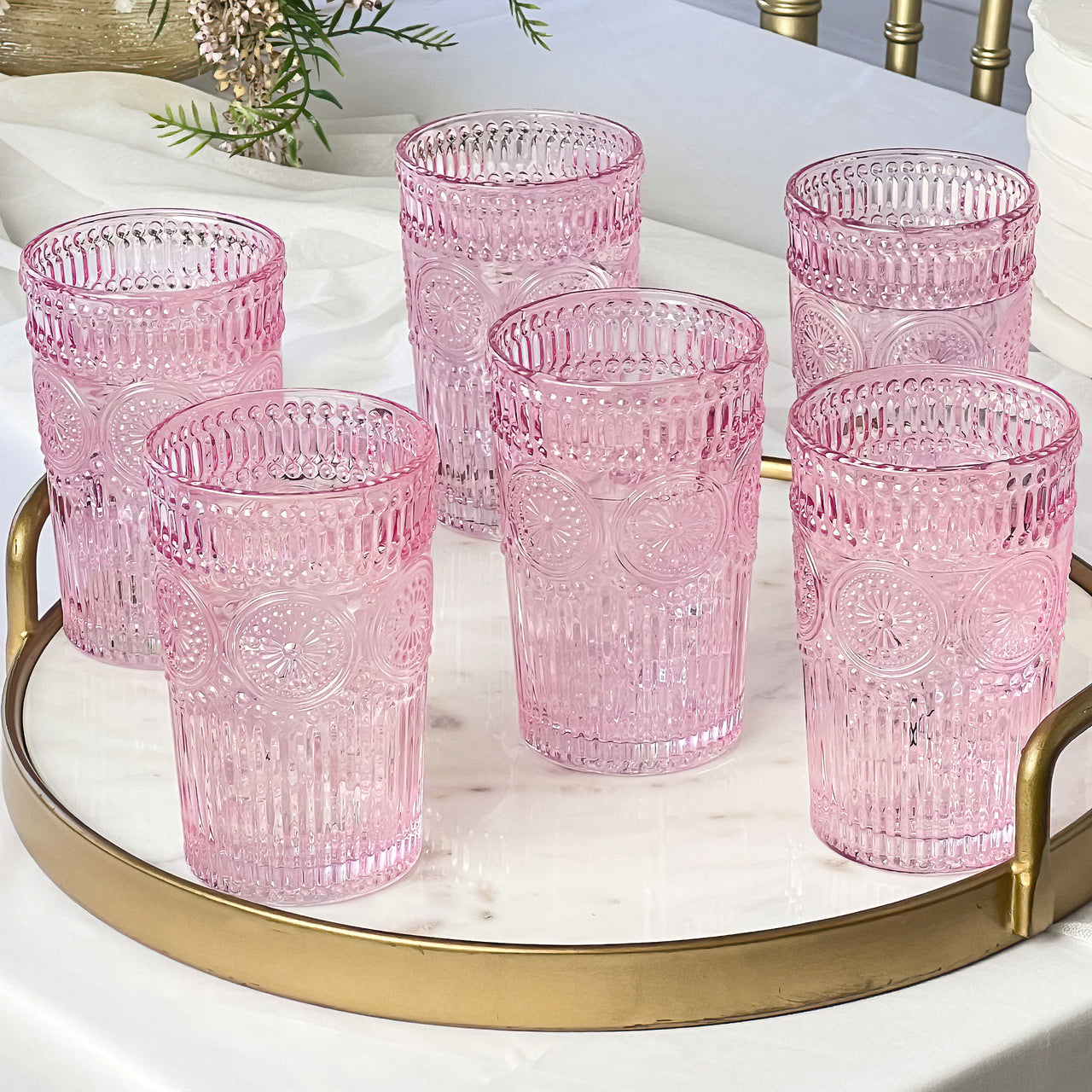 10 oz. Textured Beaded Clear Glass (Set of 6) by Kate Aspen